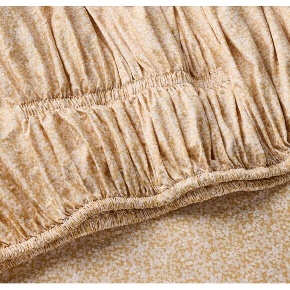 Queen 300 Thread Count Scalloped Edge Ditsy Floral Sheet Set Peach/Pink - NEW - Picture 4 of 5